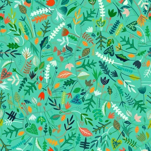 RAYON!! Dashwood Studio (UK), Seasons in Teal, 58" Bolt, Circle Line by Rachel Parker, Sold by the Half Yard