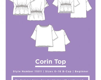 Grainline Studio, Corin Top Pattern, Sizes 0-18, Indie Sewing Pattern, Beginner Sewing Pattern, PAPER PATTERN ONLY