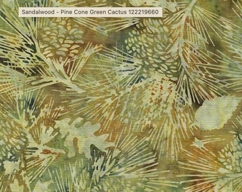 Island Batik, Maple Island, Pine Leaves Cone, green cactus, sandalwood, Sold by the HALF YARD