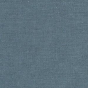 May include: A close-up of a textured, solid-colored fabric in a muted blue-gray hue. The weave of the material is visible, creating a subtle pattern. The fabric appears to be a medium weight, suitable for various textile projects.