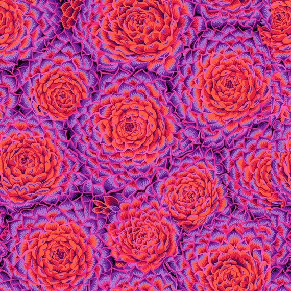 Purple and Pink flowers Fabric by the Half Yard Yardage
