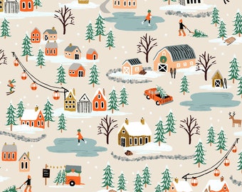 BY the YARD!! Rifle Paper Co. Holiday Classics II, Holiday Village in Cream
