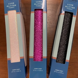 Eversewn, Luxe Glitter Fabric, Variety of Colors Available, 27" x 11.8",  Bag Making Supplies, Embellishment Fabric, Glitter Fabric