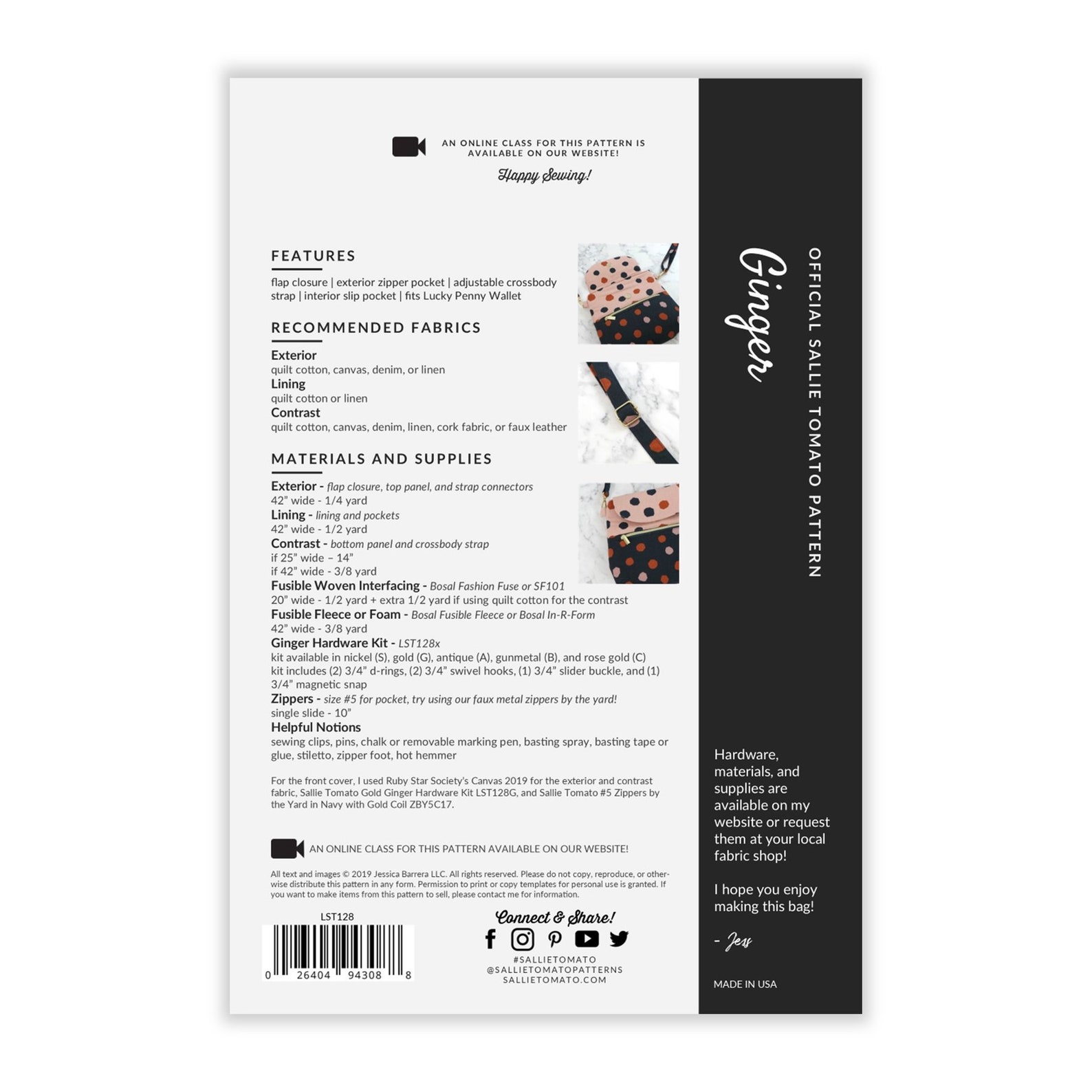 Sallie Tomato Ginger Purse Crossbody Bag Paper Pattern Etsy