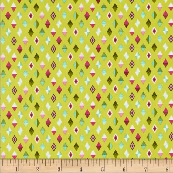 tula pink slow steady track flags in strawberry kiwi green etsy