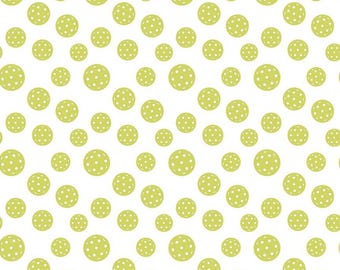 OOP!! Riley Blake Fabrics, Pickleball Collection, Pickleballs in White, Sold by the Half Yard