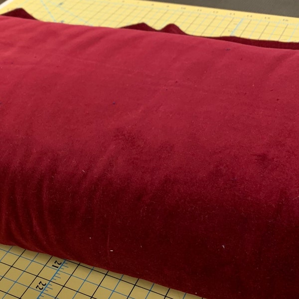 Lush VELVETEEN Fabric in Cabernet, Robert Kaufman, Solid Cranberry Colored Velveteen Fabric, Sold by the Half Yard