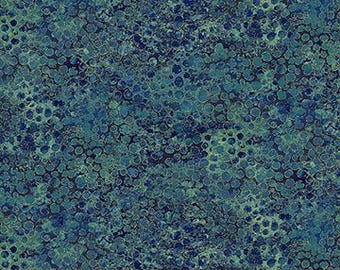 Northcott Shimmer, River Rock in Dusk, Deborah Edwards, Blue and Gold Metallic Fabric, Sold by HALF Yard