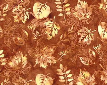 Bali Batiks - T2434-572 Maple Leaves in Bourbon, Hoffman Fabrics, Sold by the Half Yard