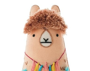 Llama Doll Embroidery Kit, Kiriki Embroidery, Doll Kit, Children Doll Embroidery, Stuffed Animal, Embroidered Animal, Llama Doll