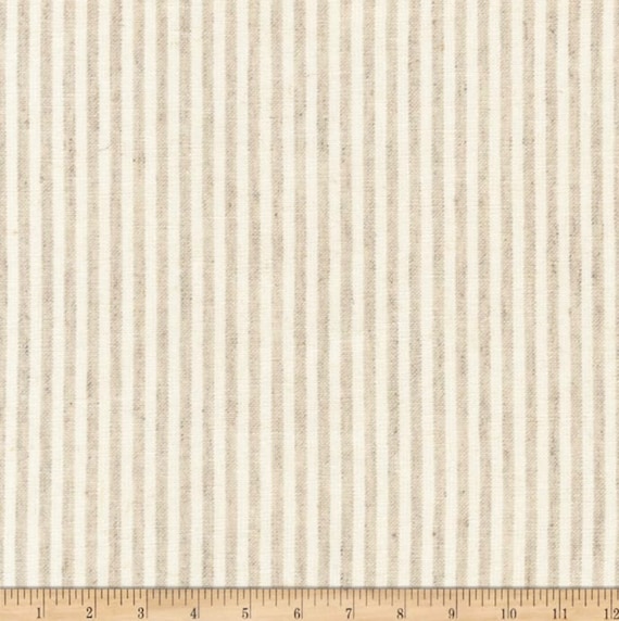 Essex Yarn Dyed, Classic Woven Stripe in Natural, Robert Kaufman, Essex Linen Cotton Blend, Order in HALF YARD Increments