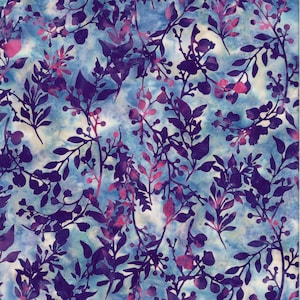 Bali Batiks, Foliage in Wildflower, Hoffman Fabrics, 200 Thread Count, Sold by the Half Yard