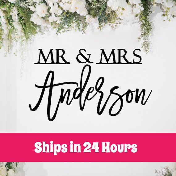 Mr and Mrs Custom Backdrop Sign Custom Last Name Wood Sign - Etsy