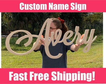 Custom Wood Name Sign 8” to 55” wide, over crib sign, Nursery Sign, letters, Baby shower decor,Family Name Sign, Nursery Decor, wooden words