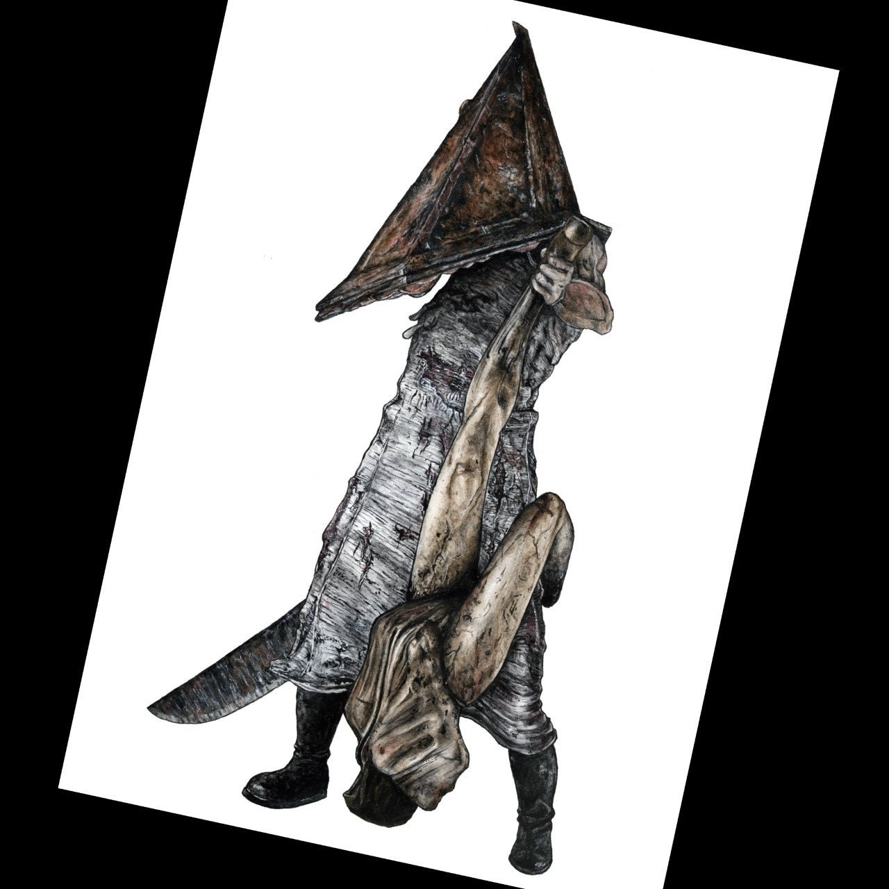 What Pyramid Head Looks Like under his helmet. (Drawing, Read