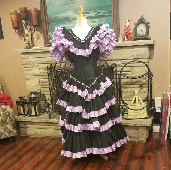 Vintage Flamenco Sevillana Dresss Costume Made Etsy