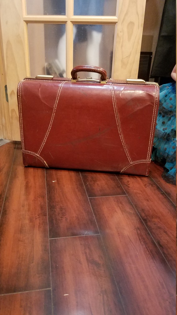 Vintage Leather Suit Case Stratoway Train Case lea
