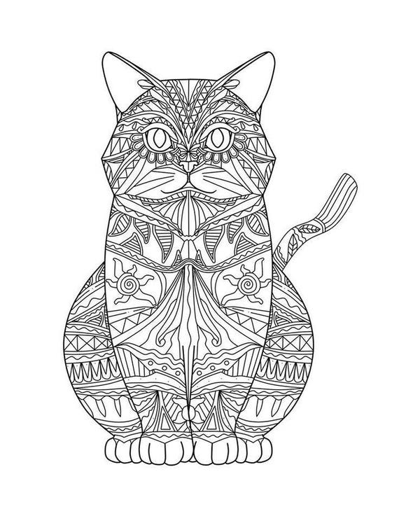 Download Cat Mandala SVG | Etsy