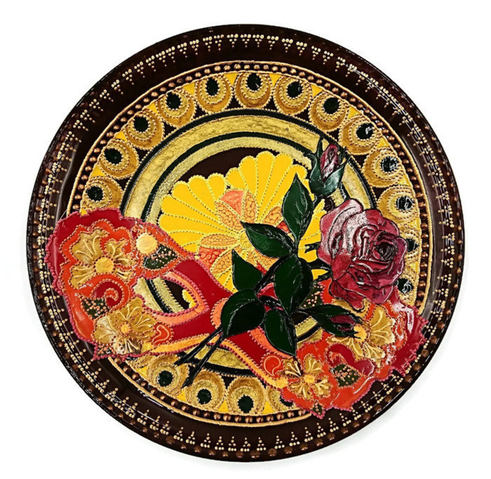 Decorative Glass Wall Plates for Hanging With Red Mask and Etsy