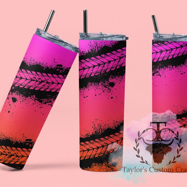 NEON ombre with tire tracks background Sublimation tumbler wrap files Jpg, Png, and MOCKUP included !!! 4 Files !!!