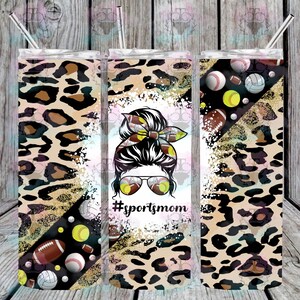 Sports Mom animal print Sublimation tumbler wrap files Jpg, Png !!! mockup included !!!