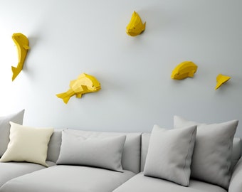 Papercraft 3D fish, Origami paper craft, Paper sculpture 3D puzzle, DIY kit home decor,  papercraft PDF animal template, Low poly pepakura