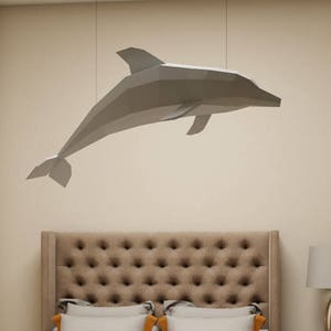Paper craft Dolphin Big Model, DIY Papercraft, Paper model, Pepakura low poly Template, PDF Paper Sculpture pattern, 3D Paper Dolphin Model