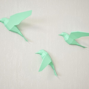 3D Papercraft Birds on wall, DIY paper model sculpture, origami, papercraft PDF animal low poly trophy, paper craft template kit, pepakura image 5