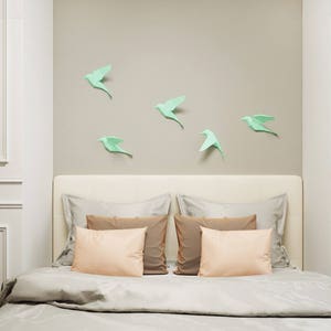 3D Papercraft Birds on wall, DIY paper model sculpture, origami, papercraft PDF animal low poly trophy, paper craft template kit, pepakura image 4