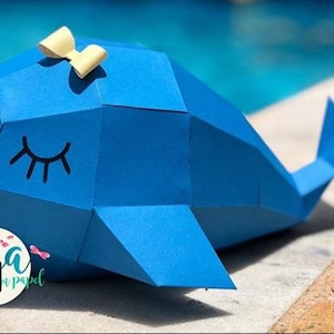 Modèle de papercraft facile, modèle de baleine simple, bricolage en papier pour les enfants, comment faire votre propre origami 3D, idée de projet de papier pepakura, A4 PDF image 8