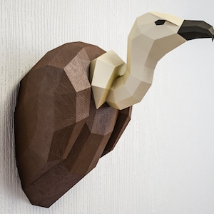Modello di carta Avvoltoio 3D, Griffin, Condor, Trofeo animale Aquila Regalo fai da te, Testa di uccello da parete, Puzzle di stampa 3D, Modello Papercraft, In Art Craft