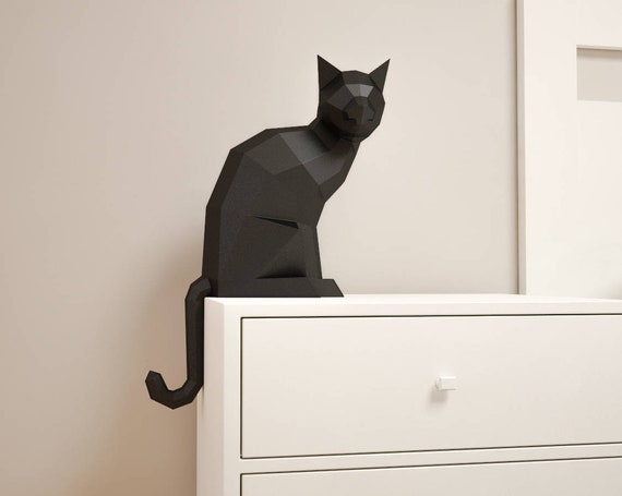 3D Paper Craft Cat DIY Sculpture Sitting Cat Papercrafting - Etsy 3D Paper Craft Cat DIY Sculpture Sitting Cat Papercrafting - Etsy