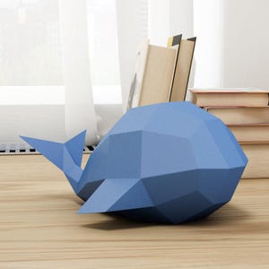 Easy papercraft template, simple whale model, DIY paper craft for kids, how to make your own origami 3D, pepakura paper project idea, A4 PDF