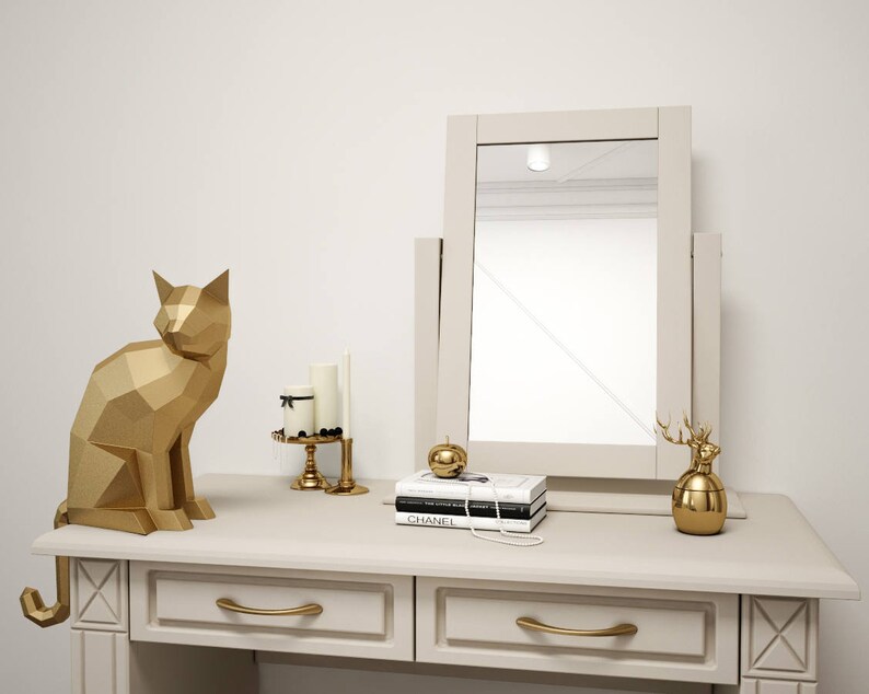 Gato de papel 3D, escultura DIY de gato sentado, manualidades de papel, animales de baja poligonización, modelo de papel, rompecabezas de origami 3D, kit de descarga instantánea en PDF imagen 6