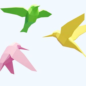 Papercraft Birds, How to make 3D paper craft, paper sculpture pattern, diy gift paper model, PDF template kit, low poly Bird,animal pepakura image 1