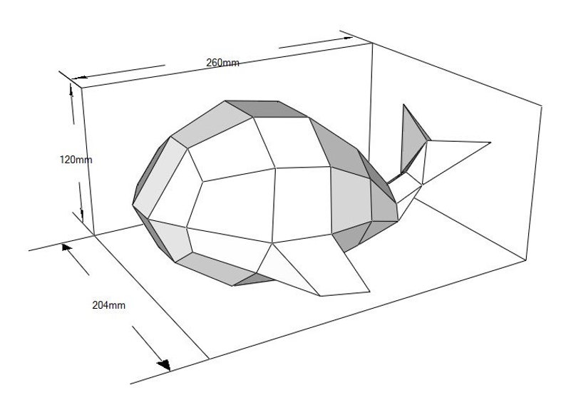 Modèle de papercraft facile, modèle de baleine simple, bricolage en papier pour les enfants, comment faire votre propre origami 3D, idée de projet de papier pepakura, A4 PDF image 4