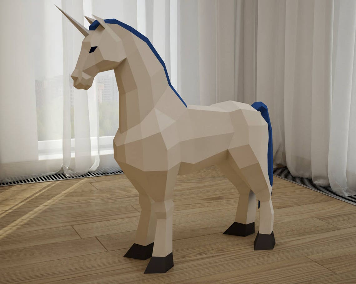 Papercraft Unicorn licorne printable 3D paper craft model Etsy