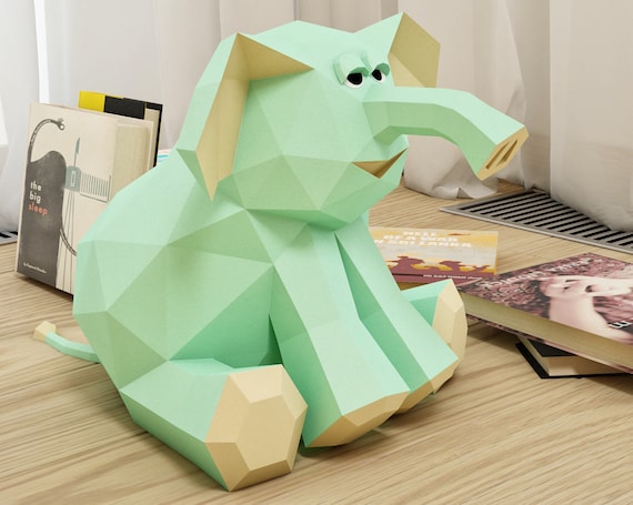 Papercraft Elephant 3d Paper Craft Toy Diy Paper Project Pdf Template Kit How To Make Paper Model Sculpture Gift For Kids Origami