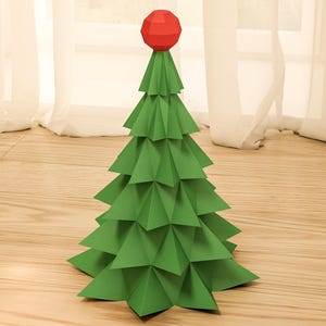 Albero di Natale di carta fai da te, regalo di Capodanno in carta 3D, scultura di carta low poly, modello di carta facile, puzzle stampabile in PDF, origami pepakura