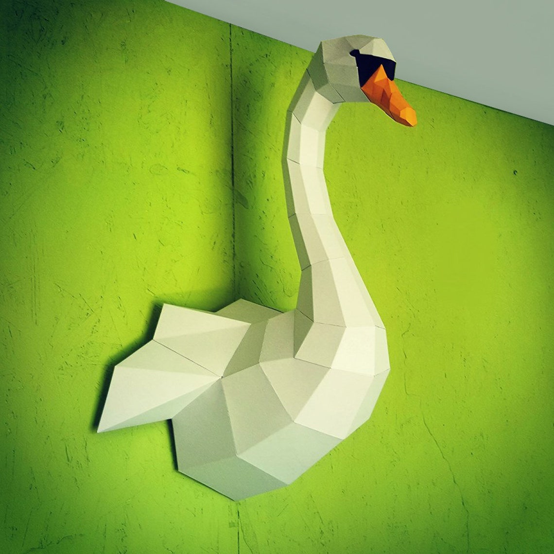 Papercraft Swan diy paper craft model kit de modèle PDF Etsy