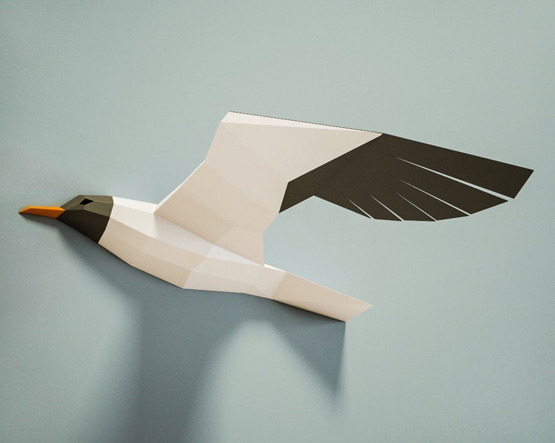 Escultura 3D de gaviota de papel plantilla de artesanía diy Etsy