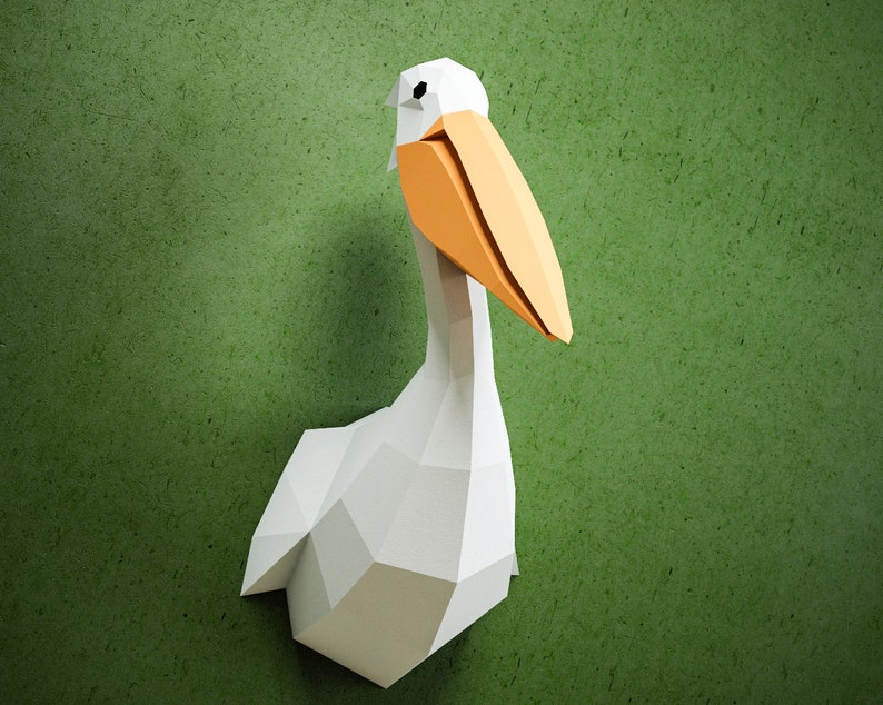 DIY Paper Pelican 3D Papercraft sculpture Paper craft model | Etsy