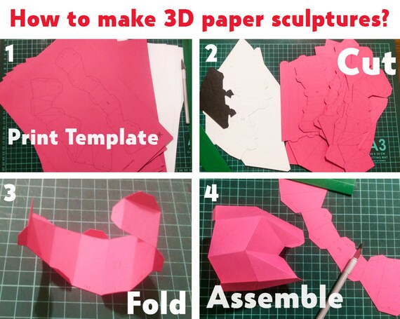 Papercraft Flamingo 3d Papier Handwerk Skulptur Tier Kopf Trophäe Low Poly Skulptur Vorlage Pepakura Pdf Kit Origami Vogel Wohnkultur