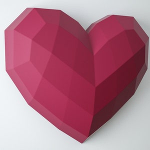 Papercraft Heart XXL, Easy paper craft template, Big DIY 3D origami decor, PDF patroon, Simple low poly model, love gift, wall pepakura kit