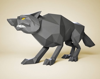 Paper craft Wolf, DIY paper Sculpture, Paper model gift, 3D paper craft, Pepakura files PDO, papercraft PDF pattern, 3D paper template kit