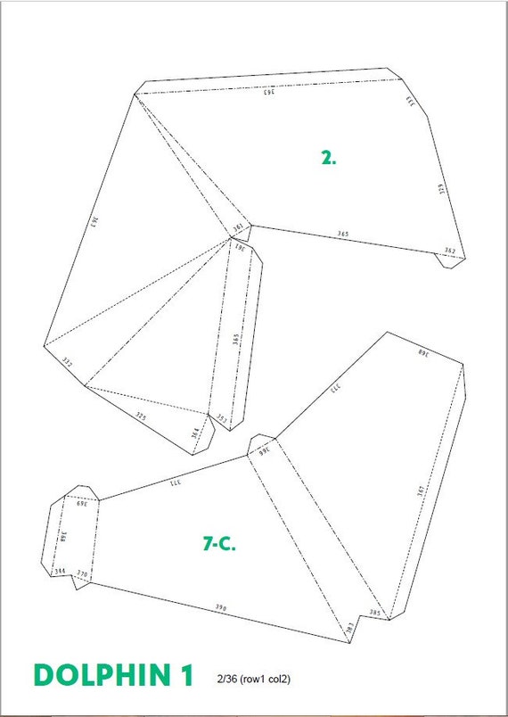 Papercraft Pdf Dolphins 3d Origami Paper Craft Diy Kit Home Decor Low Poly Animal Model Template Whale Fish Trophy Sculpture Pepakura