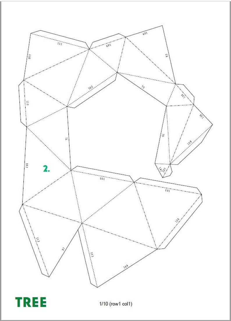 May include: A black and white line drawing of a tree with numbered sections. The drawing is labelled "TREE" and "1/10 (row1 col1)".