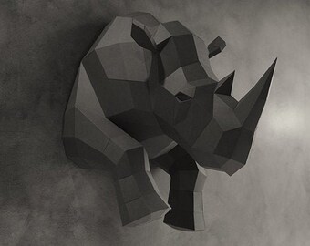 Papercraft Rhino, Paper Craft Rhinoceros, DIY Sculpture, PDF
