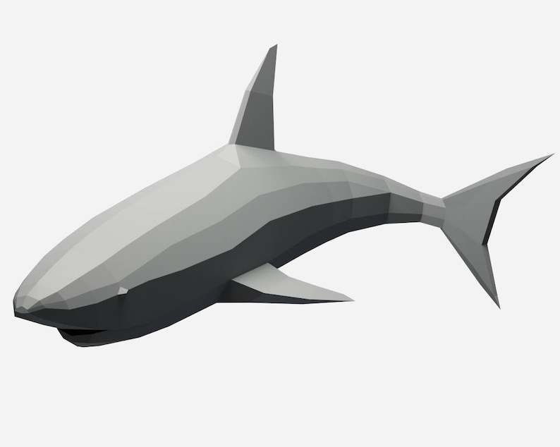 Papercraft Shark 3D Paper Craft Model Low Poly Tiburon Etsy