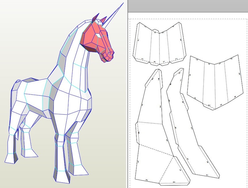 Голова единорога из бумаги схемы распечатать